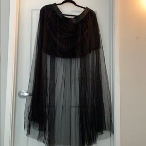 Black Mini Skirt with Tulle Overlay
